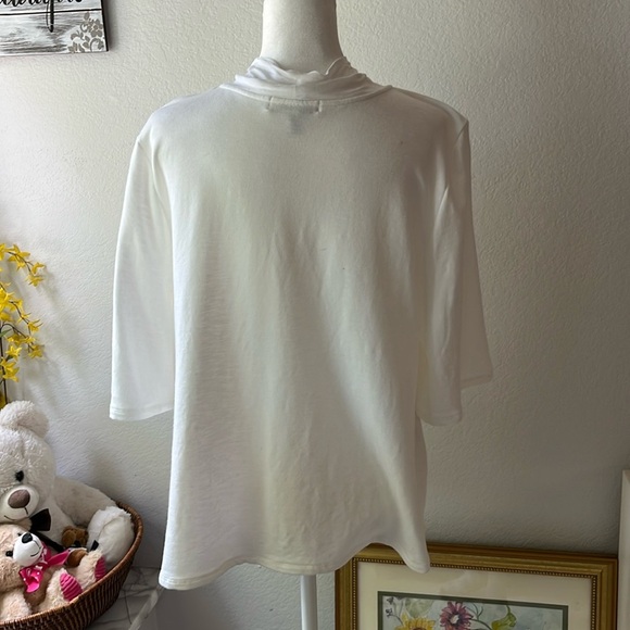 Eri & Ali Soft White 3/4 Sleeve Tie-Front Blouse - Picture 8 of 11